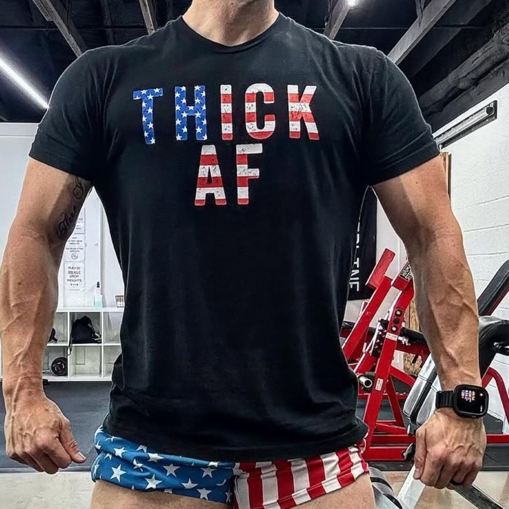 Combat Iron “THICK AF” Unisex Tee | RED/WHITE/BLUE